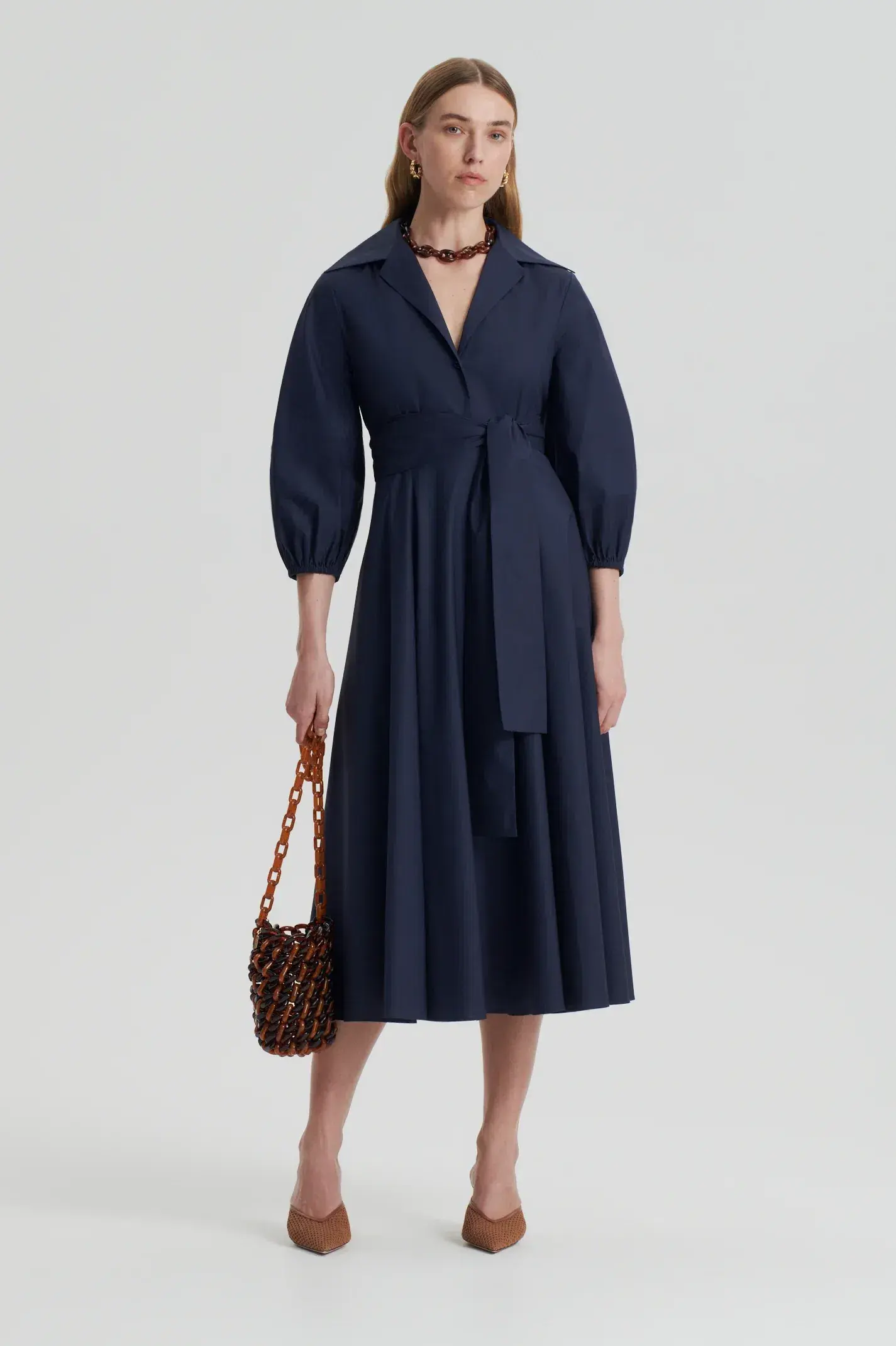 Scanlan Theodore Parachute Cotton Twist Dress Navy Size 10  - Image 1