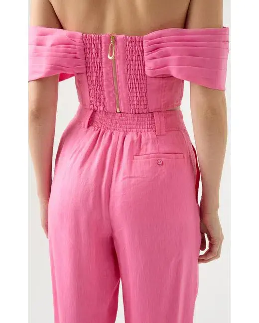Aje Cordelia Corset Top with Matching Tailored Pants Pink Size 8 - Image 3