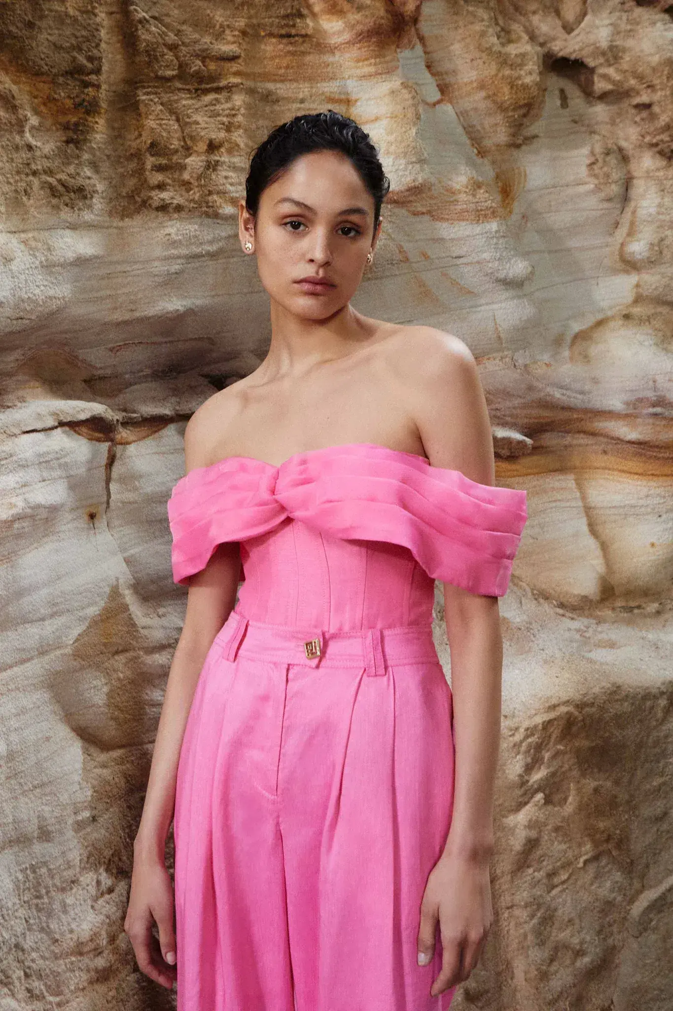 Aje Cordelia Corset Top with Matching Tailored Pants Pink Size 8 - Image 2