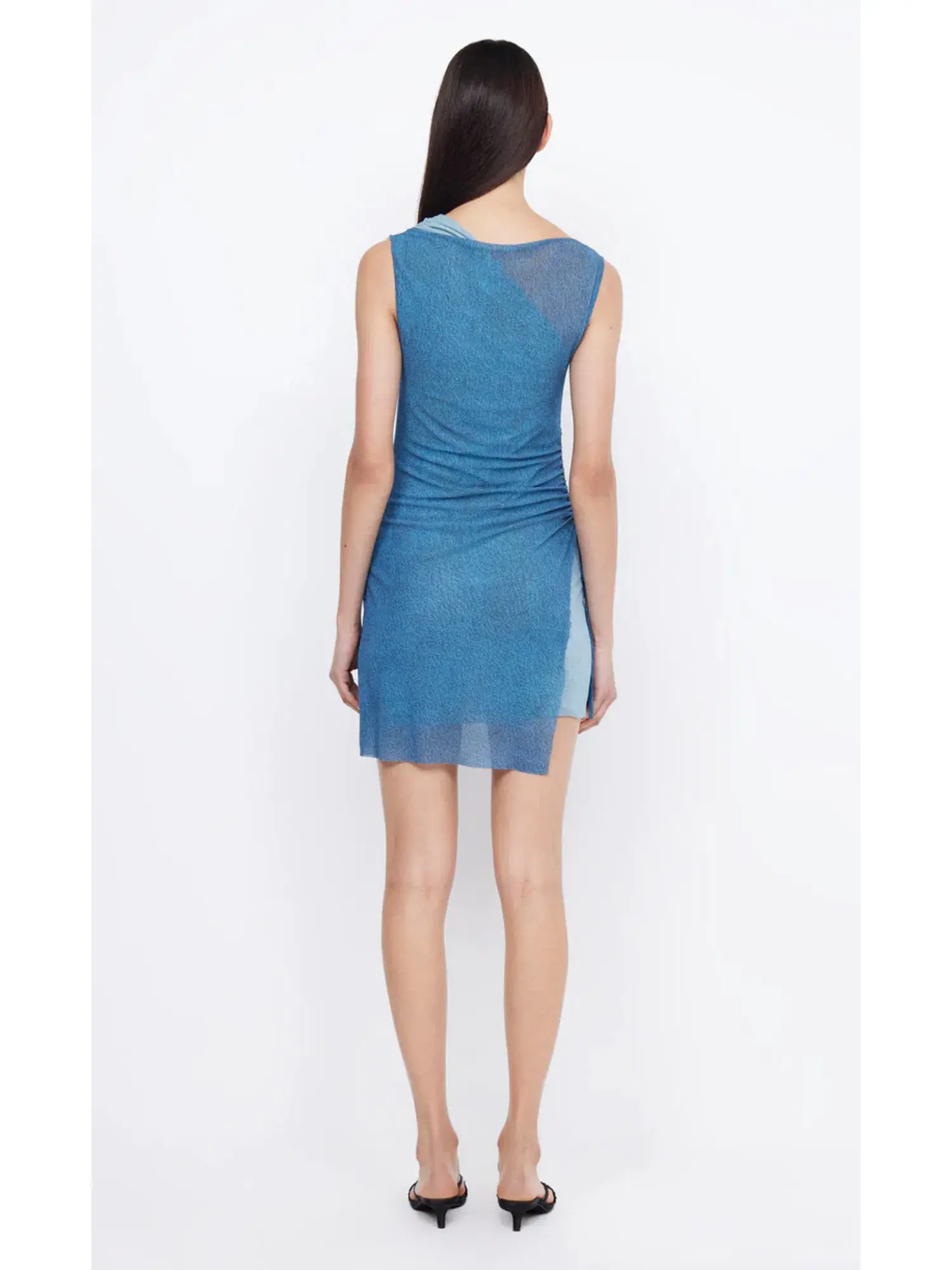 Bec & Bridge Hayden Asymmetric Mini Dress Blue Size AU 6 - Image 3