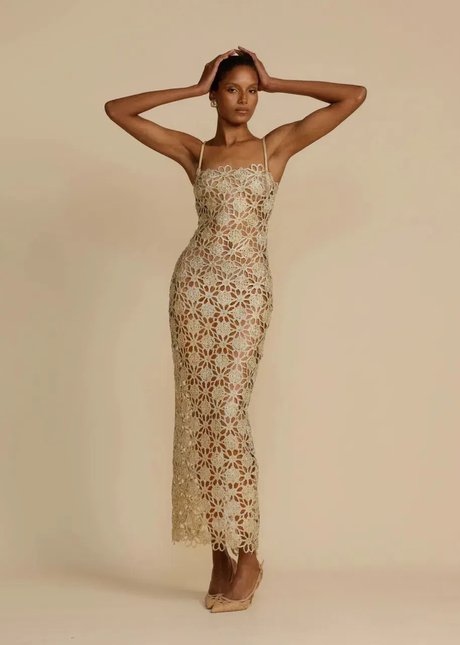 Arcina Ori Kendra Dress Metallic Gold Size S / AU 8 - Image 1