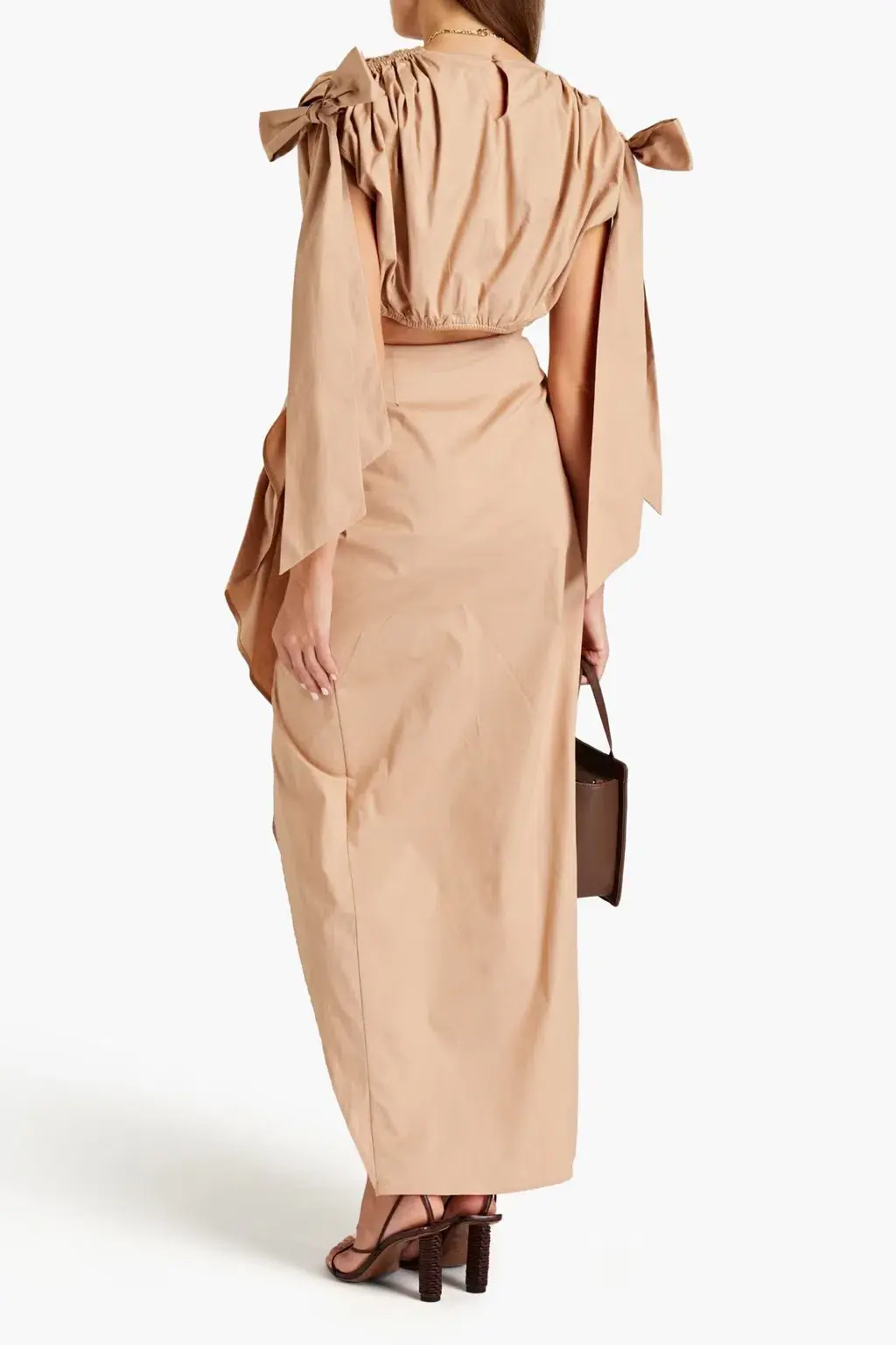 Andrea Iyamah Halima Wrap Poplin Maxi Skirt Beige Size XS / AU 6 - Image 2