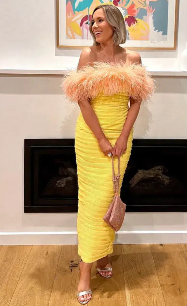 Rachel Gilbert Zion Midi Dress Yellow Size 10  - Image 2