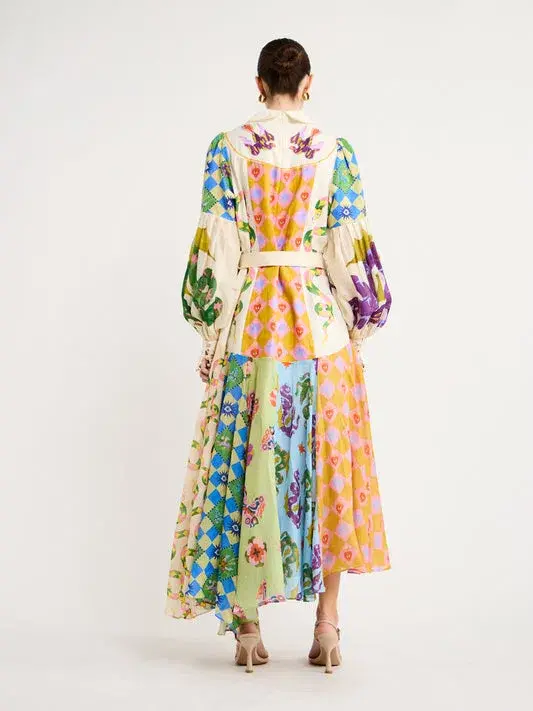Alemais Lou Balloon Sleeve Shirt Dress Multi Size 10 - Image 2
