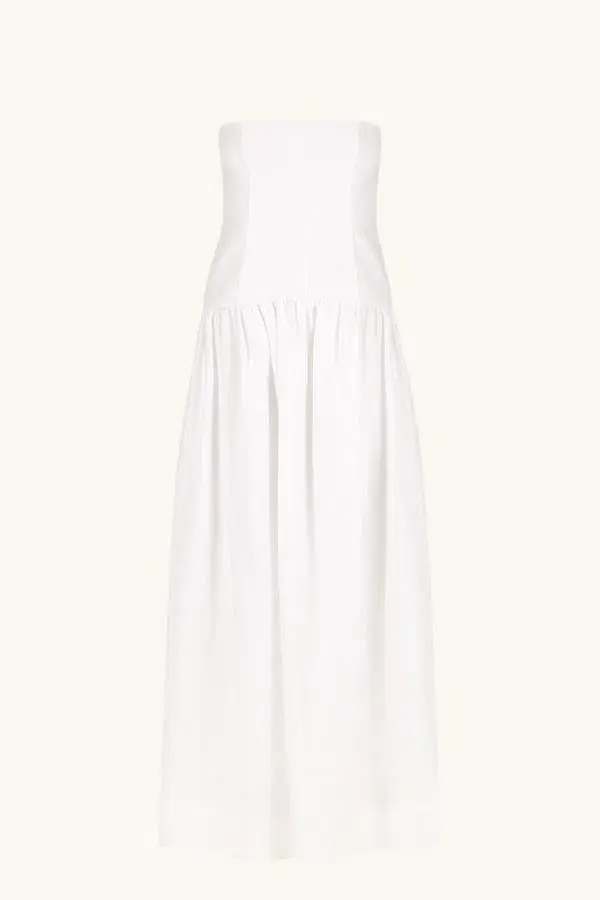 Shona Joy Blanc Linen Strapless Panelled Drop Waist Maxi Dress Ivory Size XS / AU 6 - Image 6
