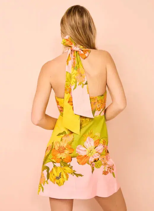 Alemais Silas Halter Mini Dress Multi Floral Size 8 - Image 2