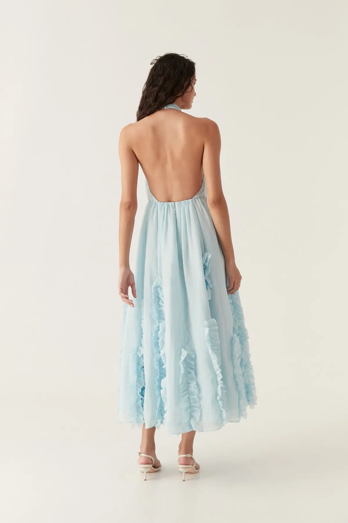 Aje Hilma Frill Maxi Halter Dress Blue Size 6  - Image 2