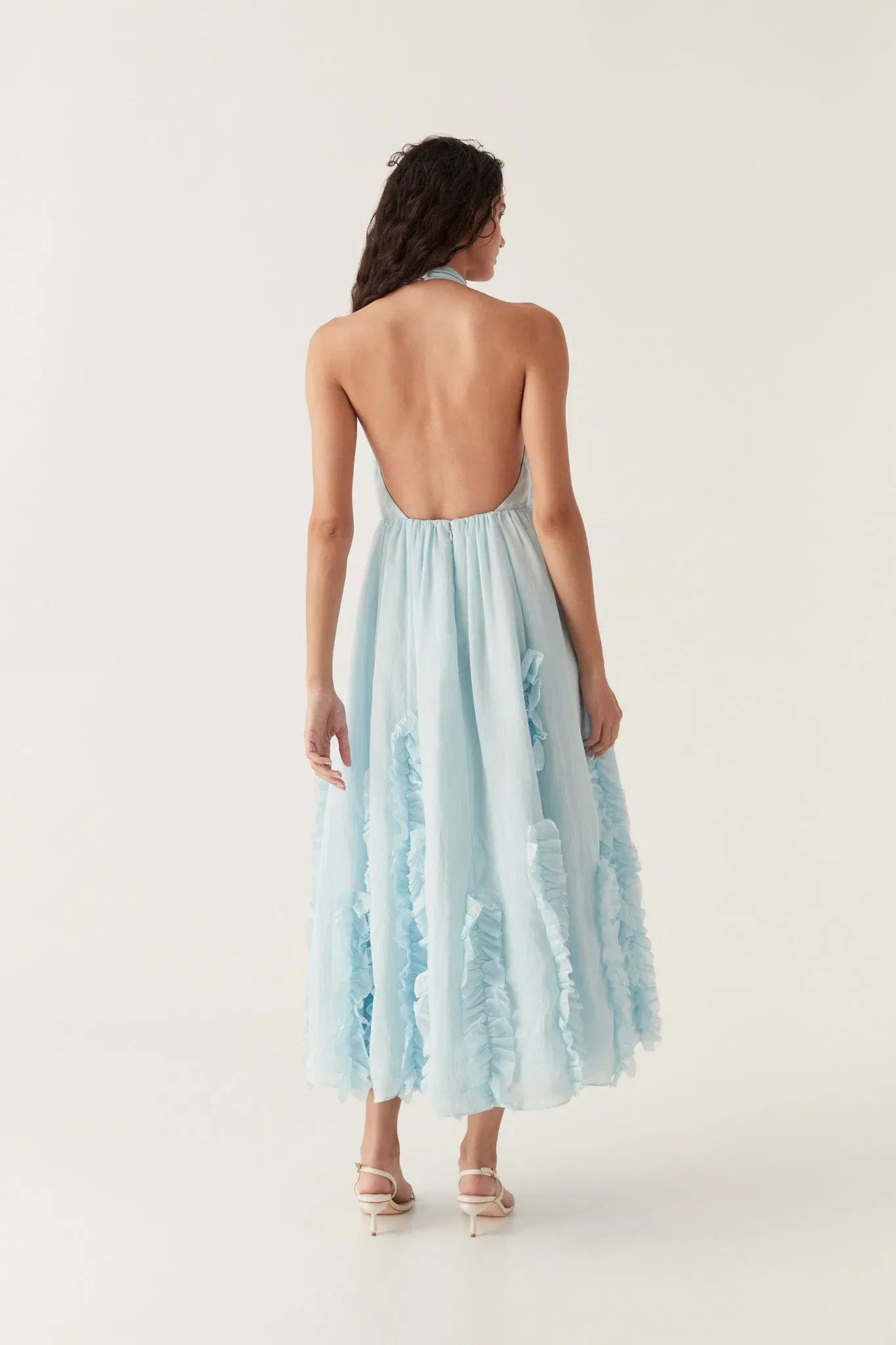 Aje Hilma Frill Maxi Halter Dress Blue Size 6  - Image 2