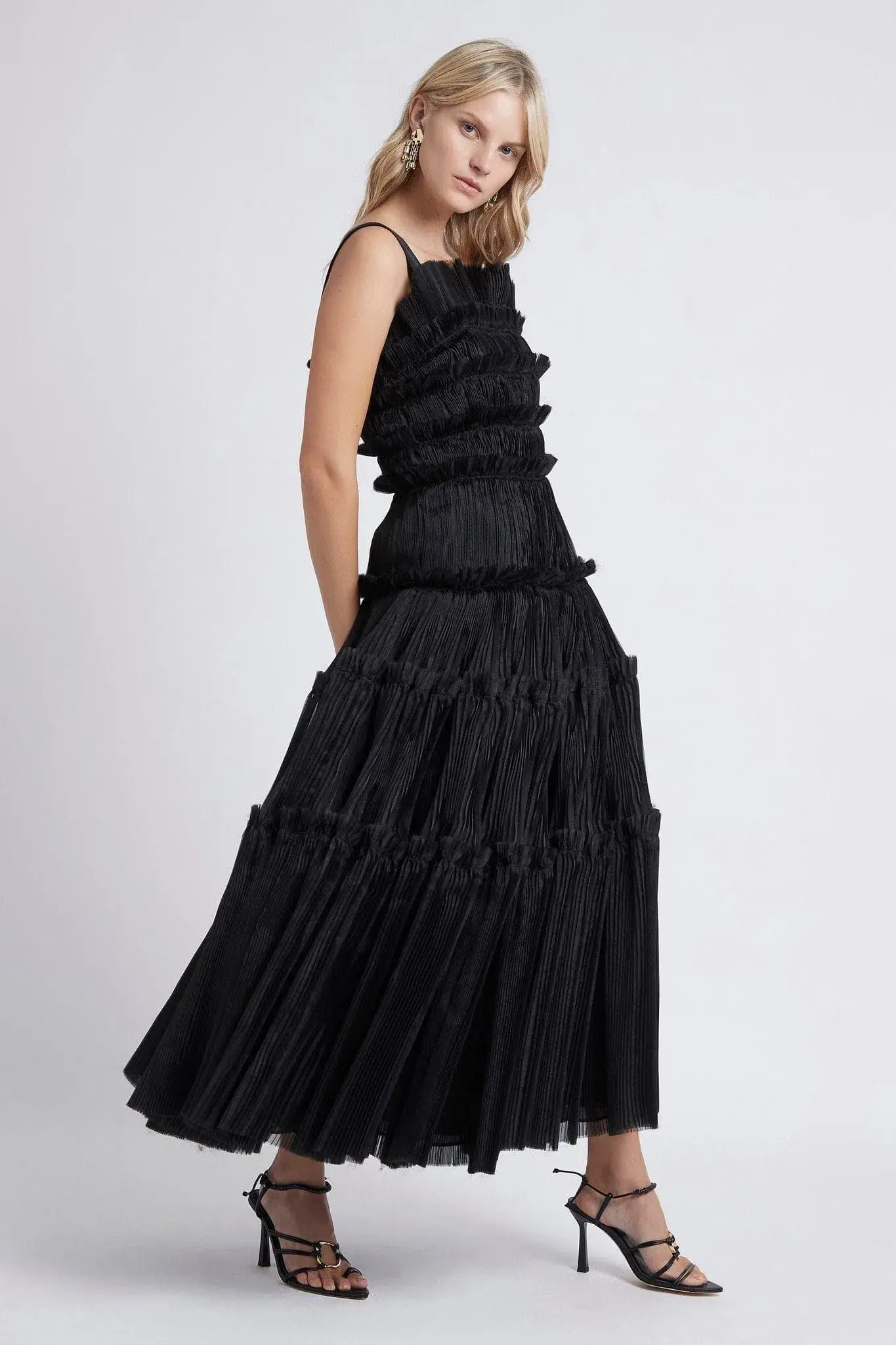 Aje Jacinto Pleated Maxi Dress in Black Size 10 - Image 2