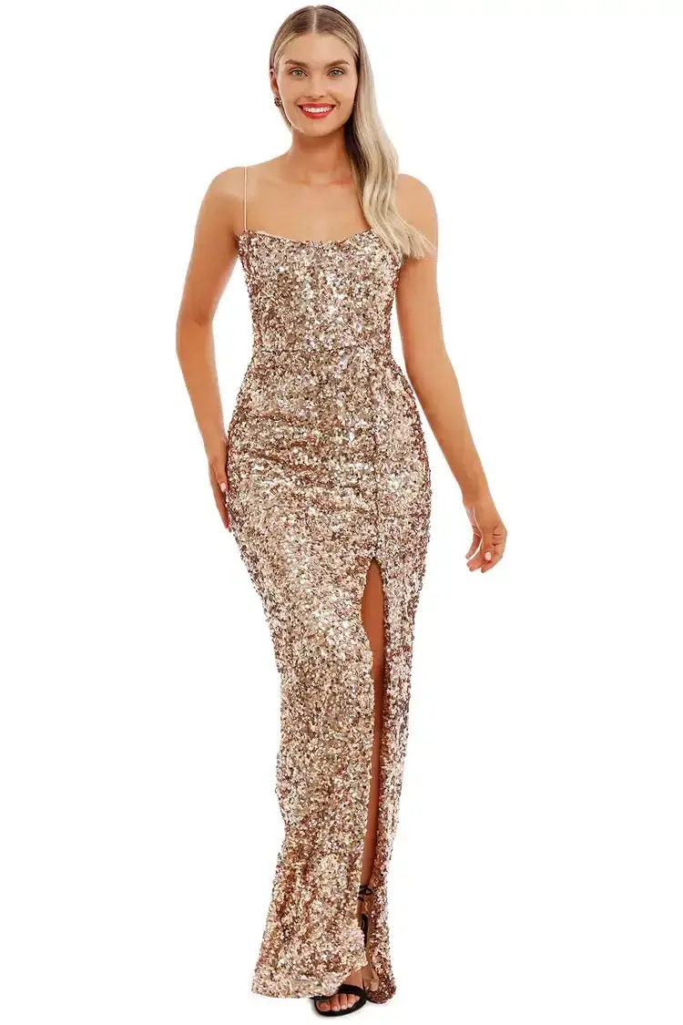 Nookie Confetti Gown in Rose Gold Size 10 - Image 2