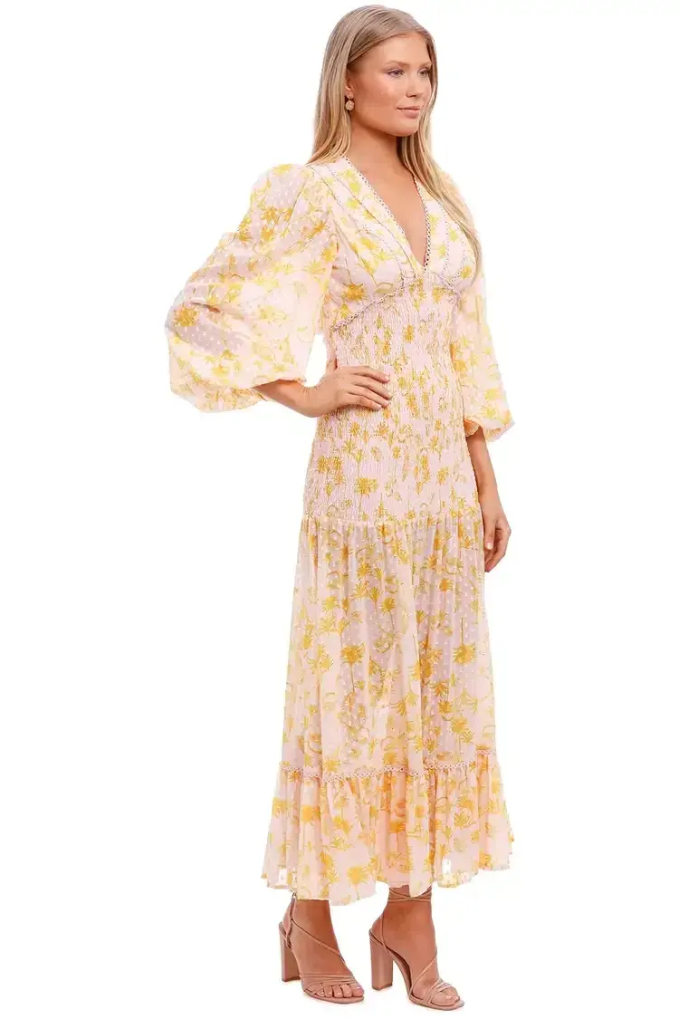 Significant Other Bernadette Dress Yellow Floral Size 8 - Image 2