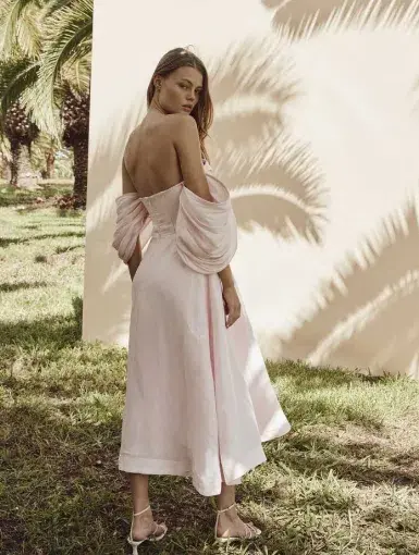 Talulah Dahlia Midi Dress Pink Size 8 for rent on The Volte - main image