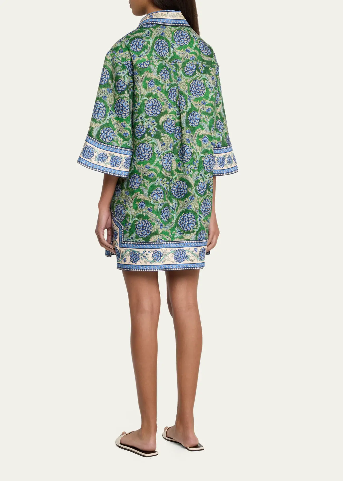 Zimmermann The Junie Tunic Dress in Green/Blue Floral Size 2 / AU 12 - Image 3