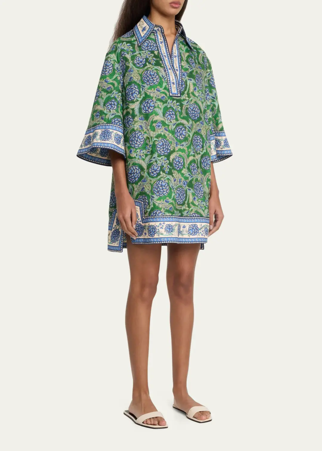 Zimmermann The Junie Tunic Dress in Green/Blue Floral Size 2 / AU 12 for rent on The Volte - main image