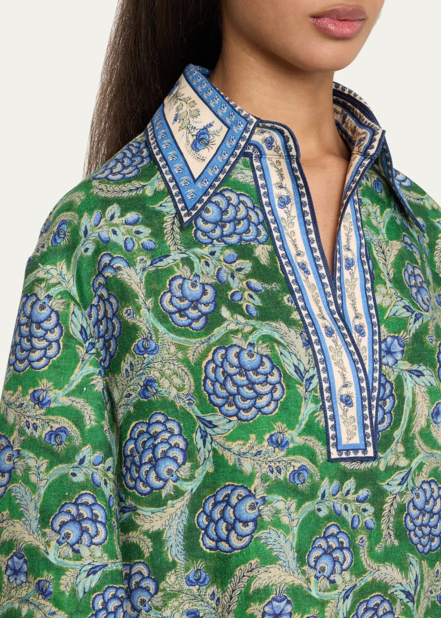 Zimmermann The Junie Tunic Dress in Green/Blue Floral Size 2 / AU 12 - Image 4