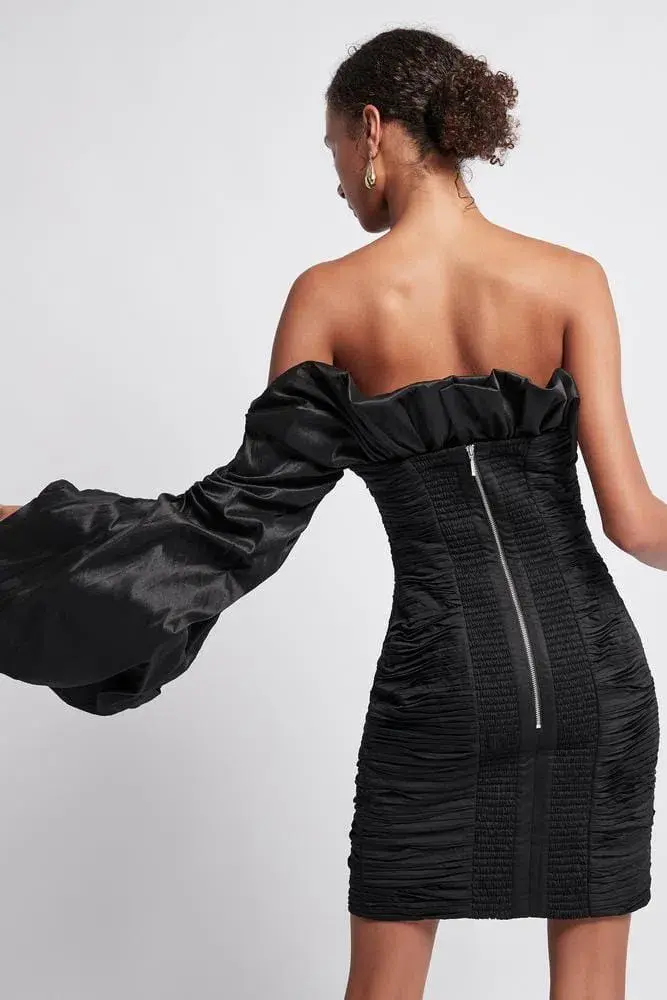 Aje Allegro Tucked Puff Dress Black Size 8  - Image 3