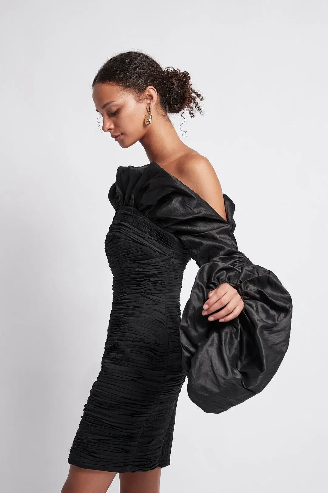 Aje Allegro Tucked Puff Dress Black Size 8  - Image 5
