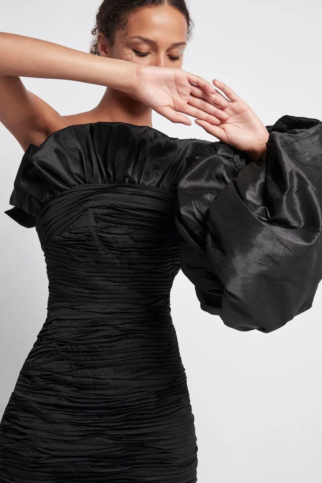 Aje Allegro Tucked Puff Dress Black Size 8  - Image 4