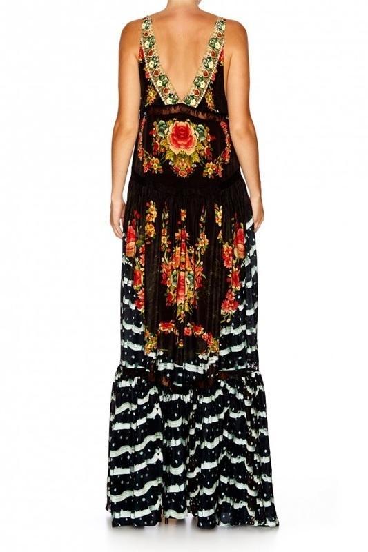 Camilla Lift the Veil Tiered Gathered V-Neck Dress Print Size 8 for rent on The Volte - main image
