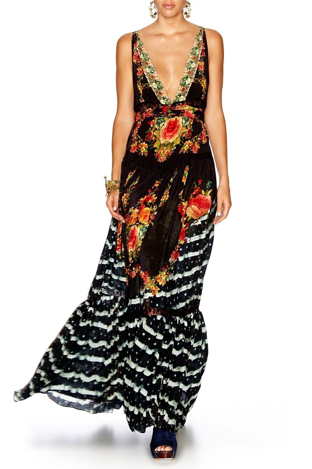 Camilla Lift the Veil Tiered Gathered V-Neck Dress Print Size 8 - Image 1