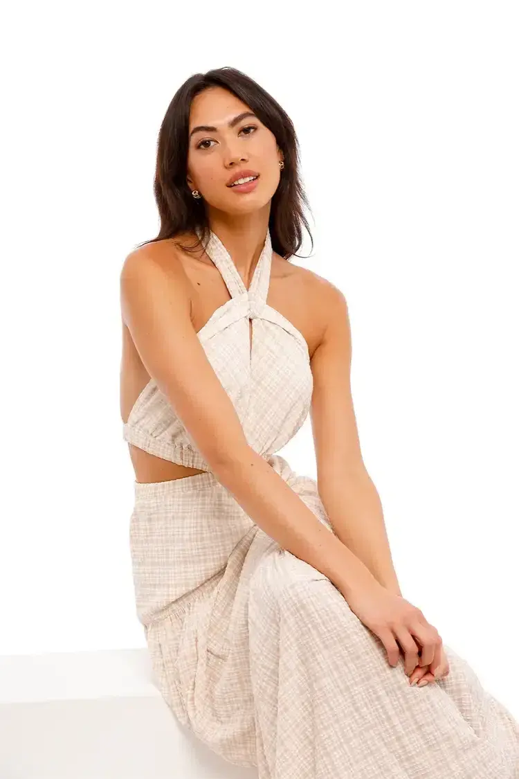 Significant Other Clementine Dress in Almond Check Size 10 - Image 5