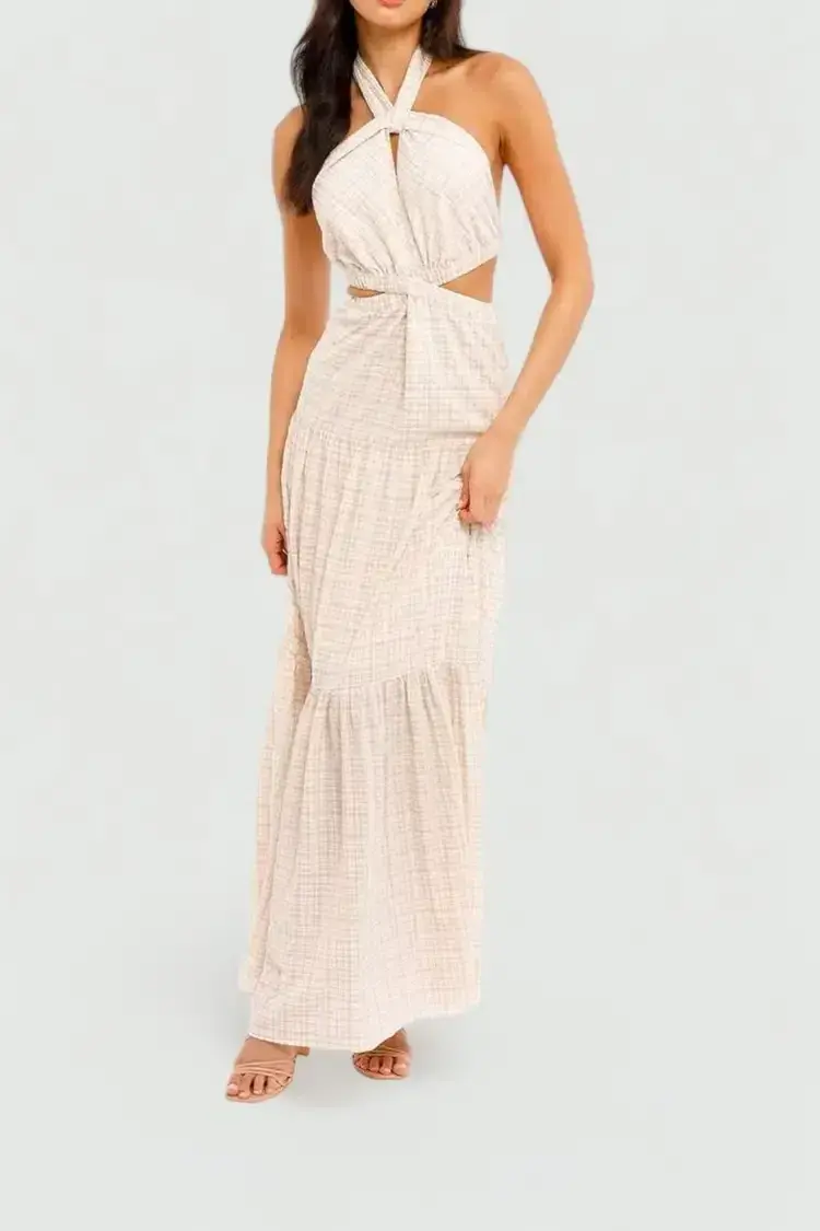 Significant Other Clementine Dress in Almond Check Size 10 - Image 2