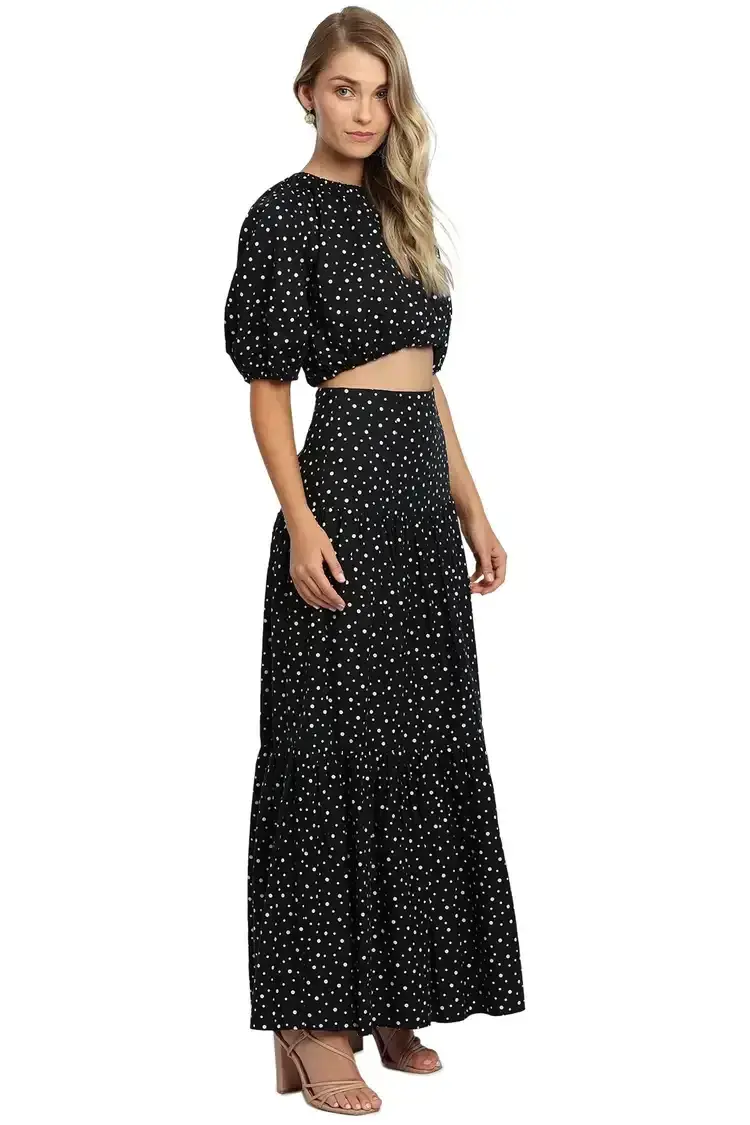 Significant Other Poppy Top and Skirt Set in Black Cream Polka Size 12 - Image 1