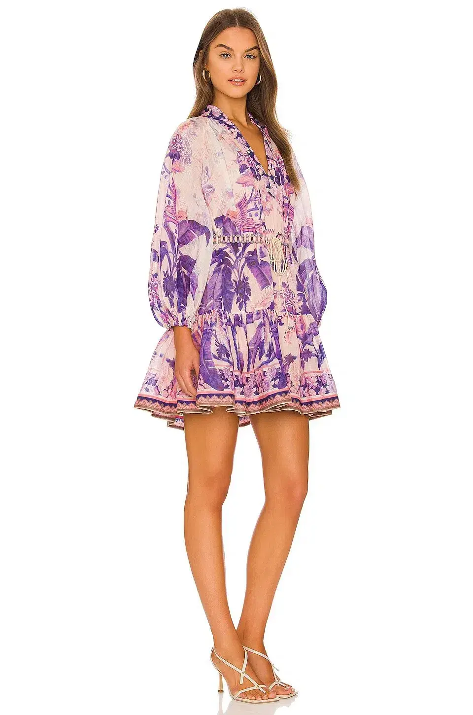 Zimmermann The Lyre Billow Mini Dress in Purple Palm Size 2 / AU 12 - Image 1