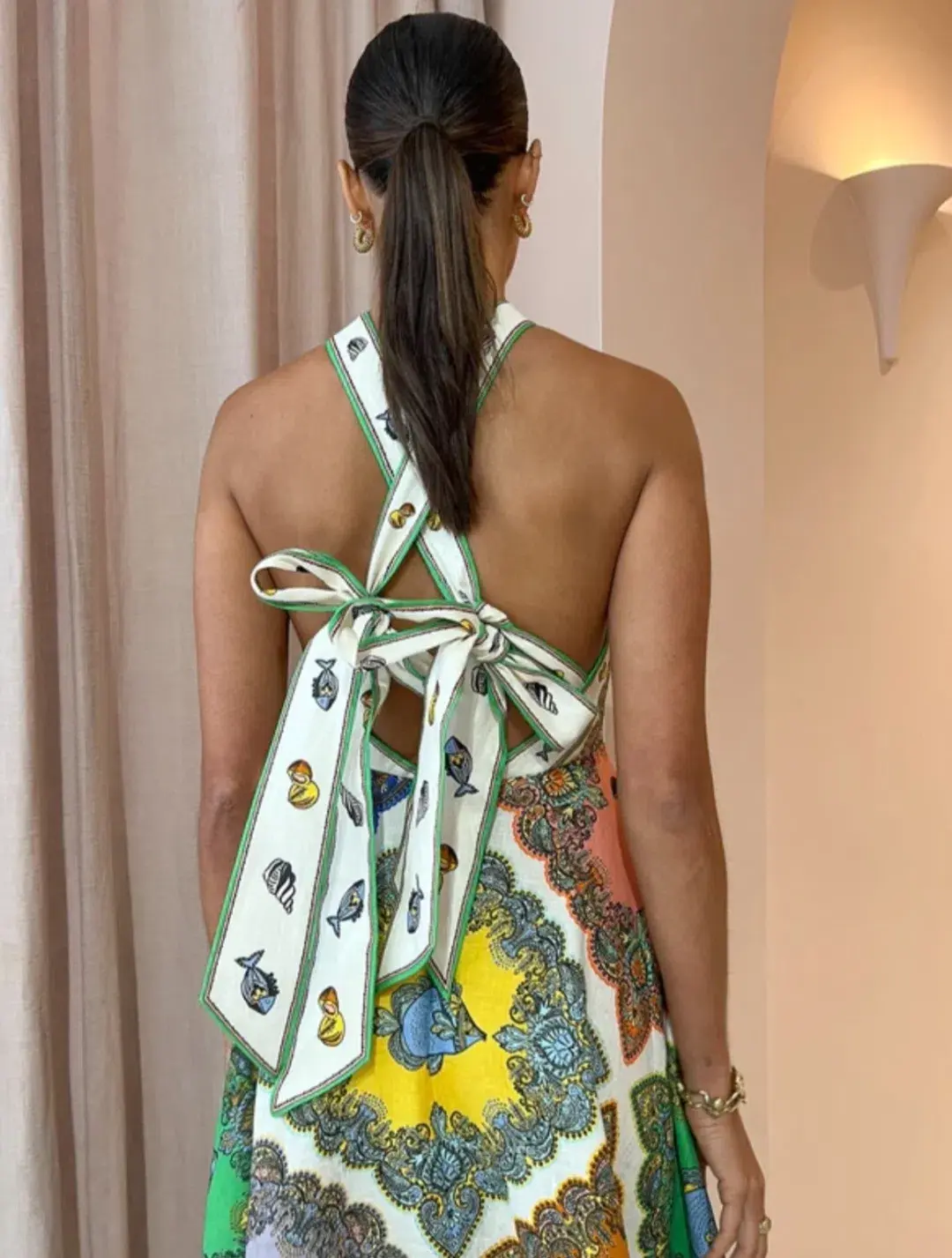 Alemais Trippy Troppo Halter Midi Dress Multi Size 10 for rent on The Volte - main image