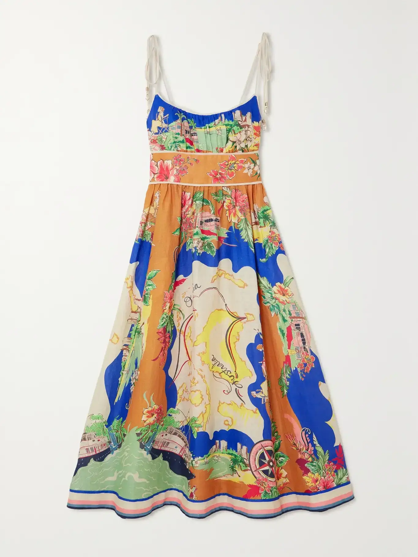 Zimmermann Alight Picnic Midi Dress Nautical Map size 12 - Image 3