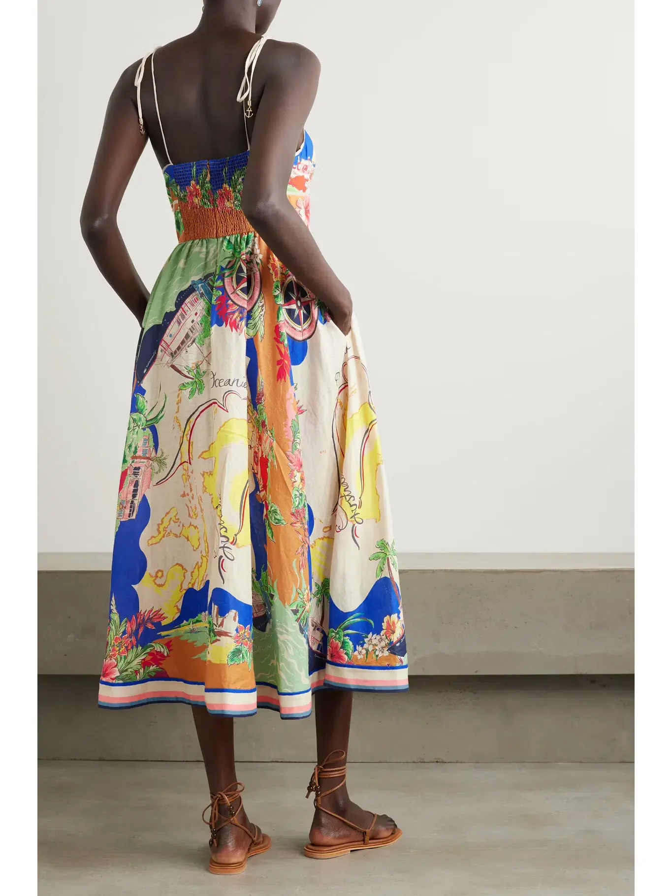 Zimmermann Alight Picnic Midi Dress Nautical Map size 12 - Image 2