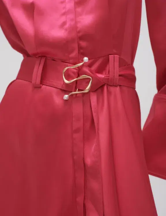 Aje Echo Belted Midi Shirt Dress Pink Size 8 - Image 2