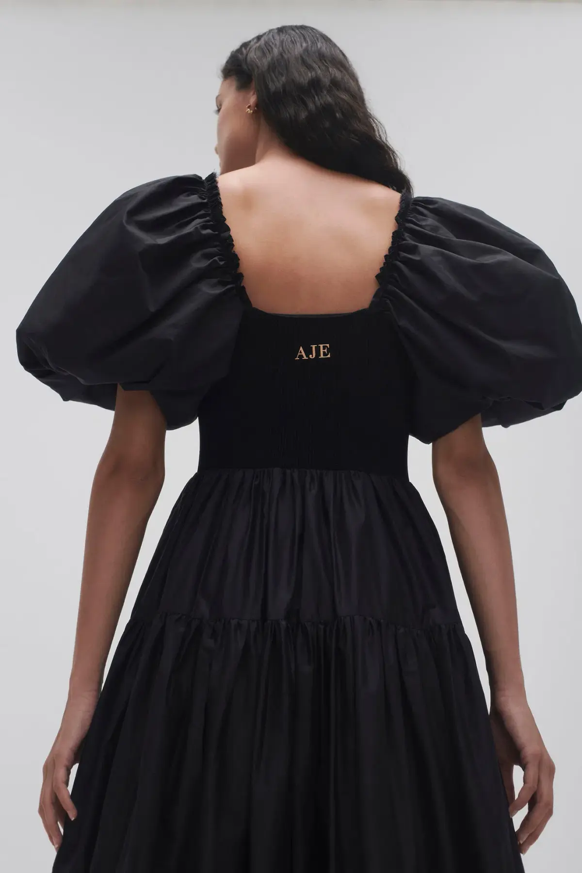 Aje Casa Puff Sleeve Midi Dress Black Size 16  - Image 4