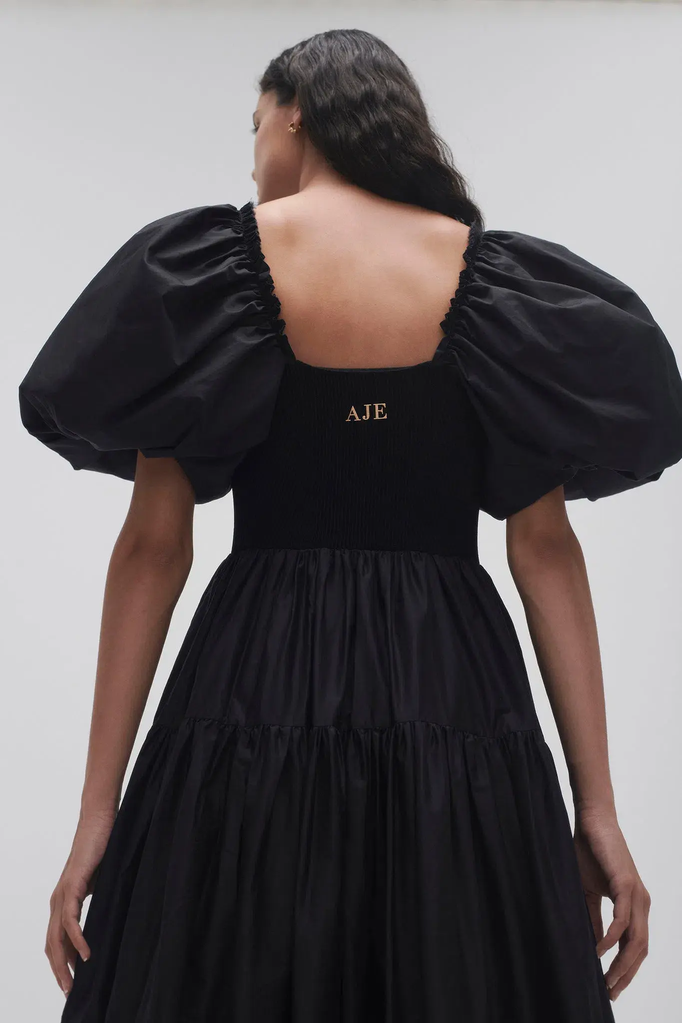 Aje Casa Puff Sleeve Midi Dress Black Size 16  - Image 4