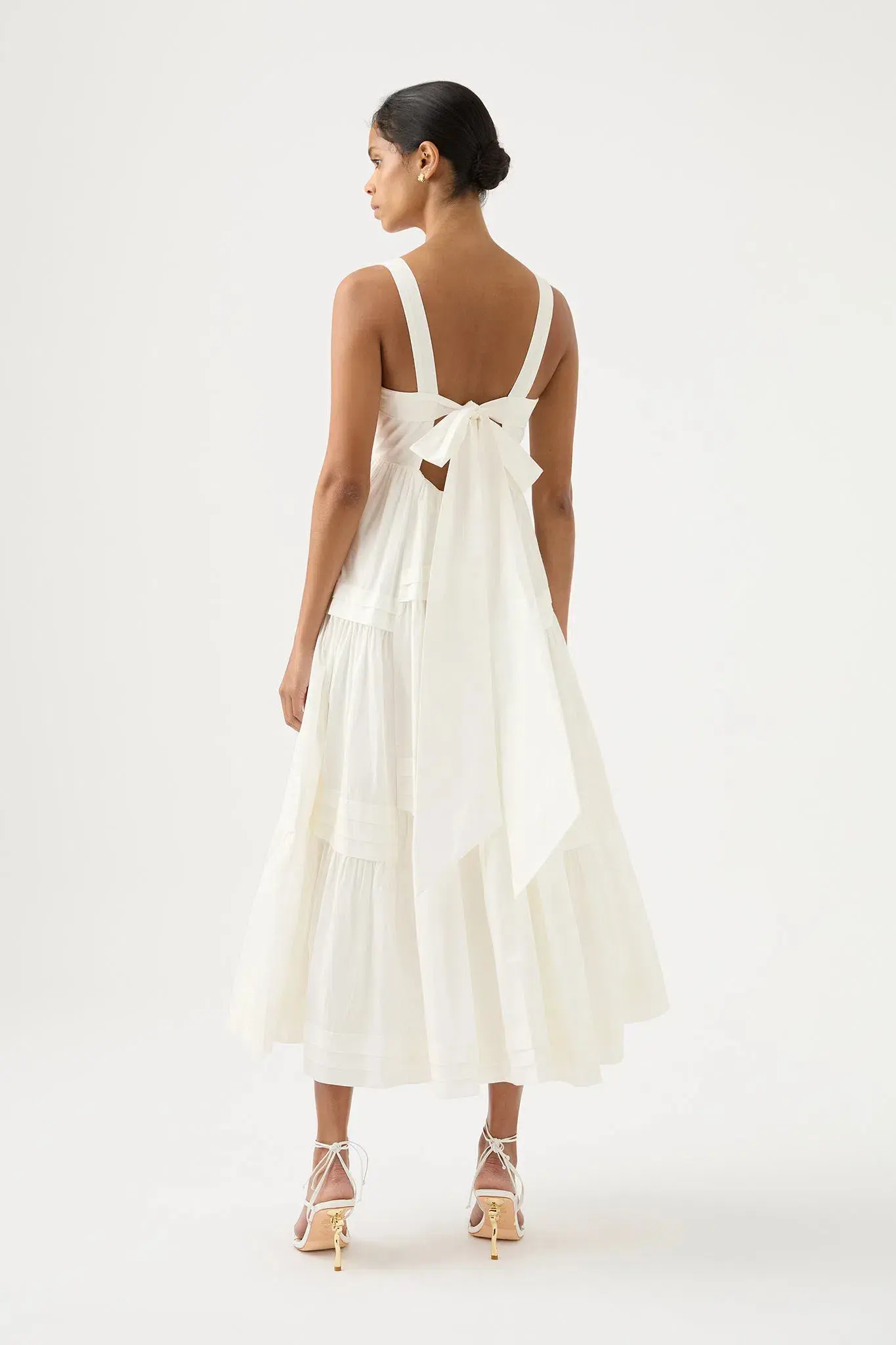 Aje Sophie Tiered Midi Dress Ivory Size 16 - Image 3
