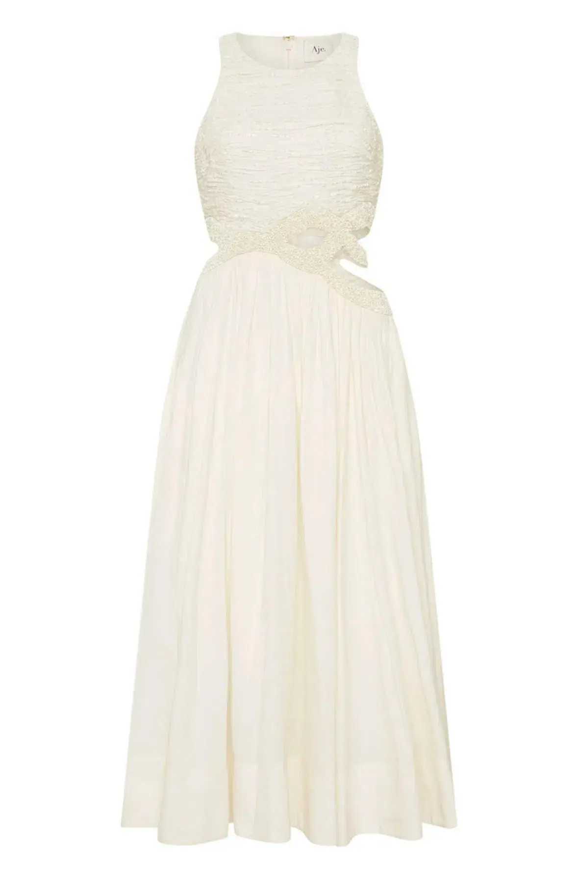 Aje New Catara Sequin Midi Dress Ivory Size 16 - Image 5