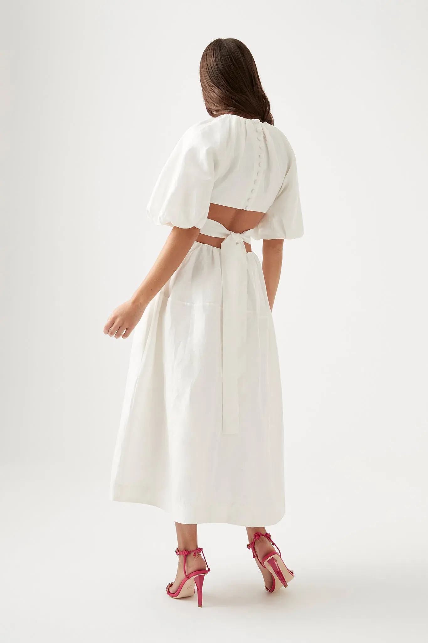Aje Mimosa Cut Out Midi Dress Ivory Size 16 - Image 3