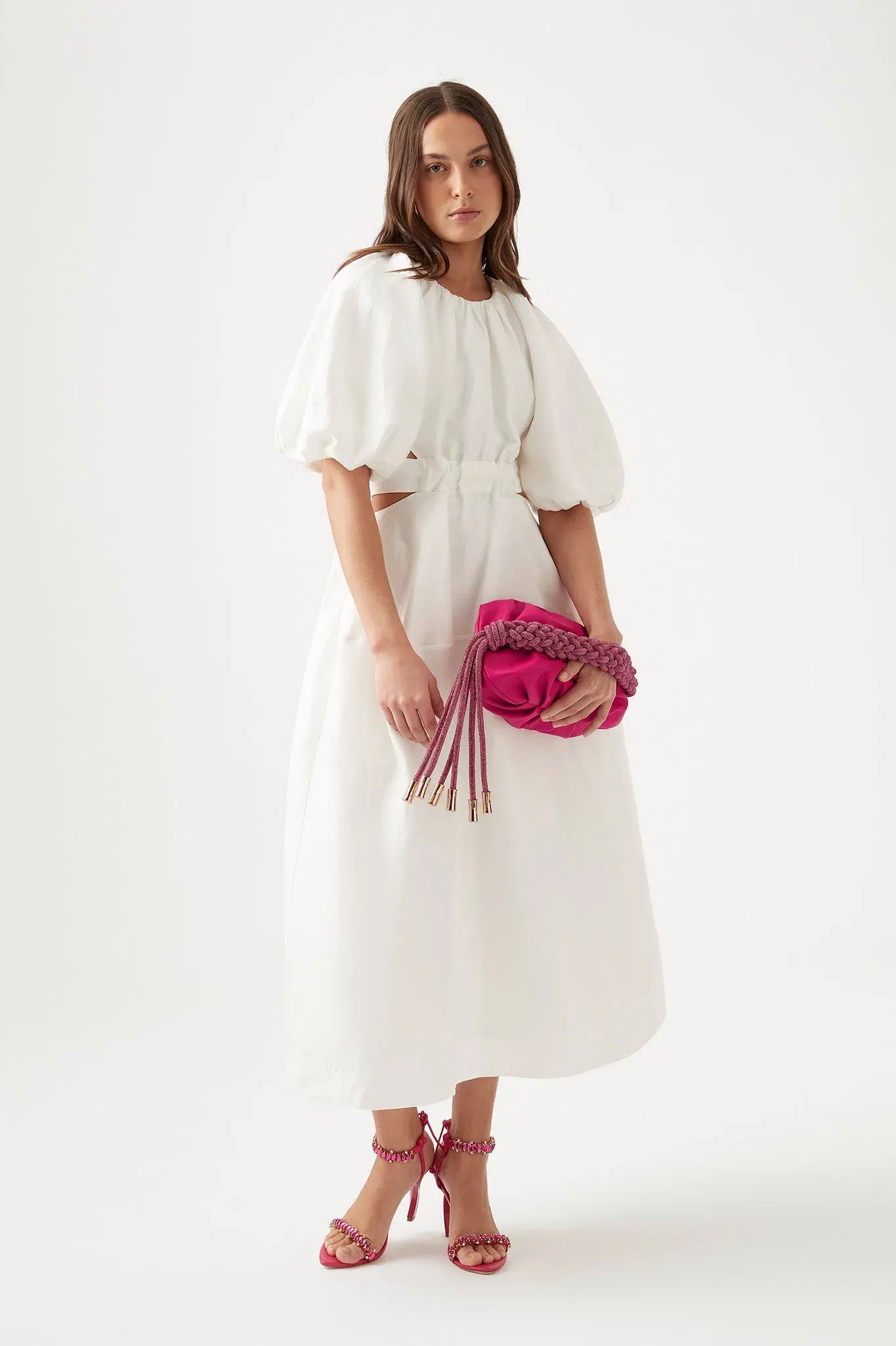 Aje Mimosa Cut Out Midi Dress Ivory Size 16 - Image 4