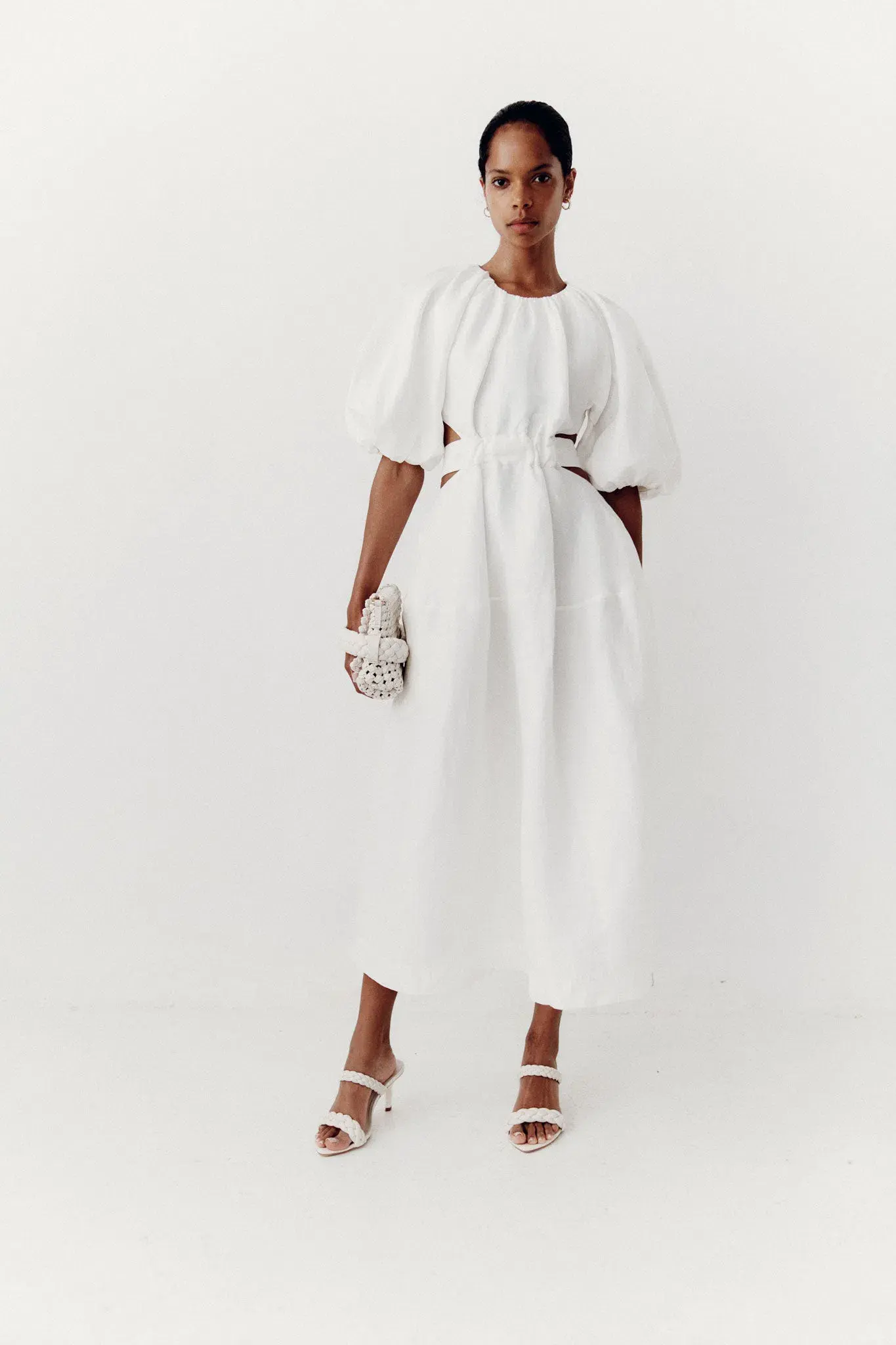 Aje Mimosa Cut Out Midi Dress Ivory Size 16 - Image 1