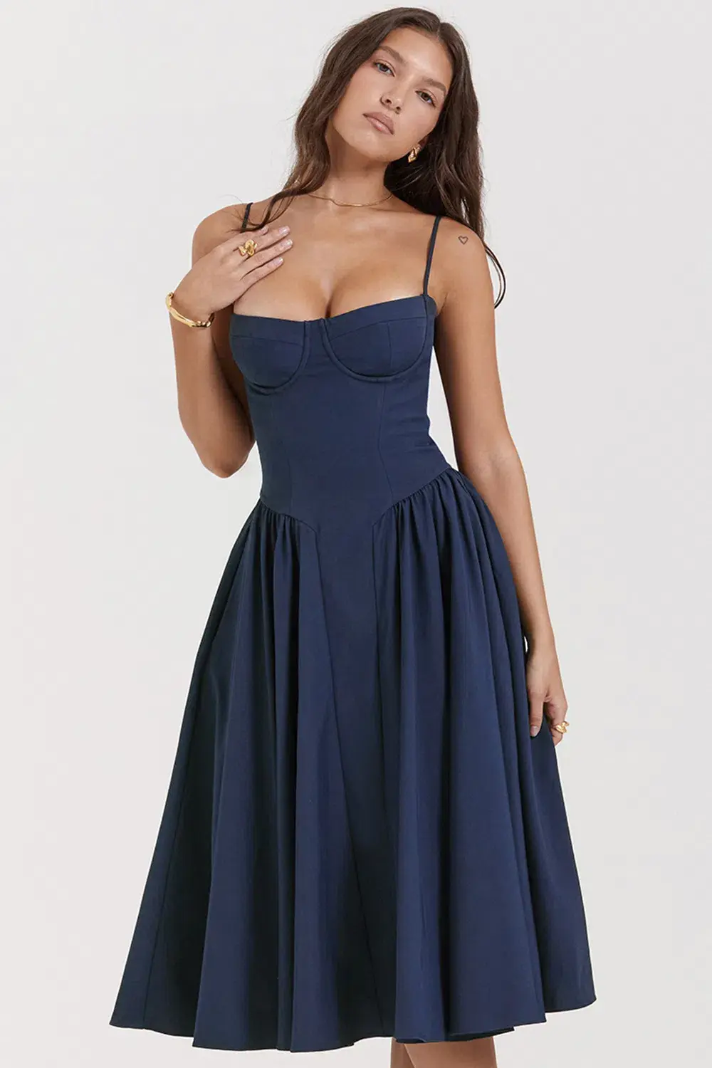House of CB Samaria Corset Sundress French Navy Size 6 - Image 2
