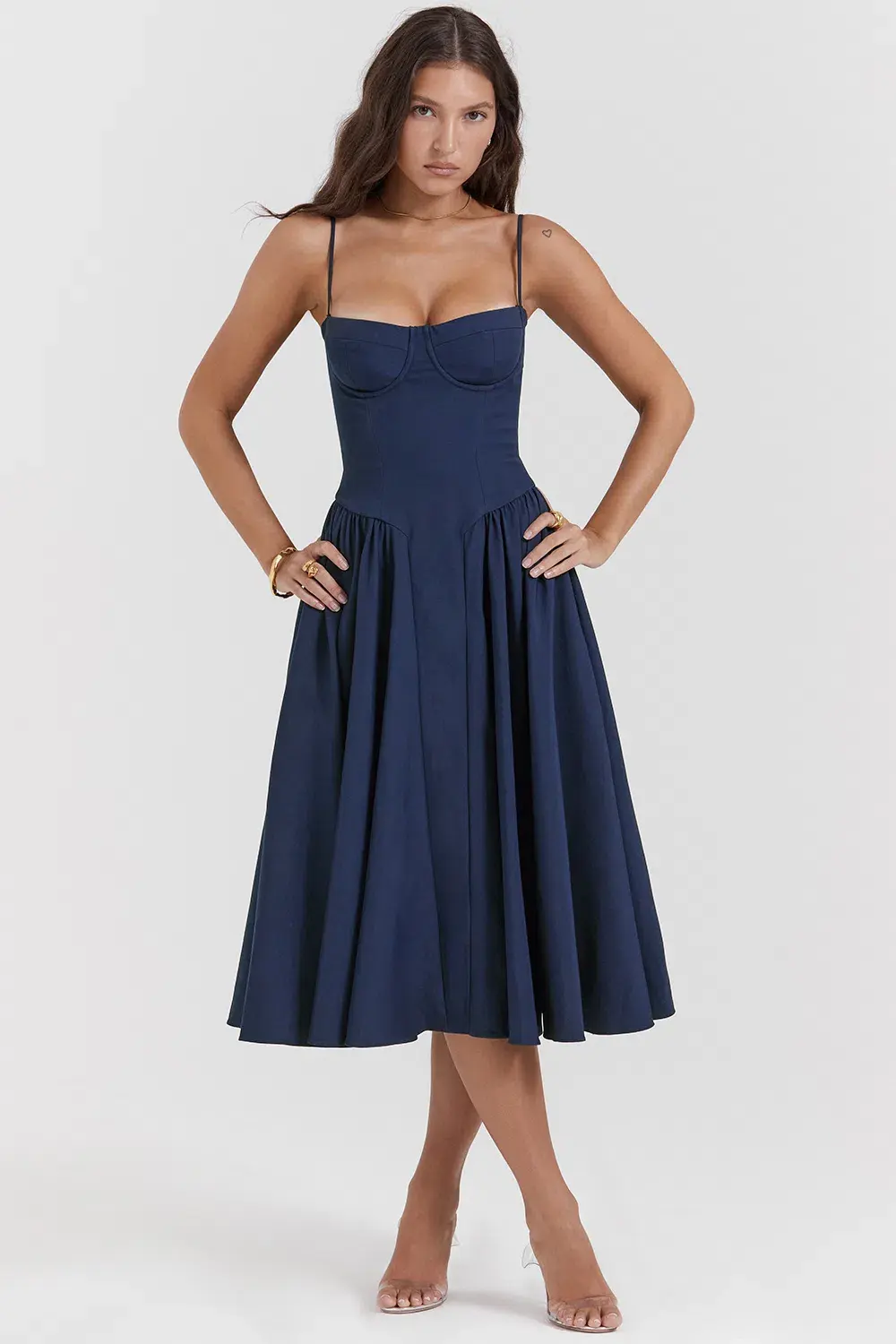 House of CB Samaria Corset Sundress French Navy Size 6 - Image 8