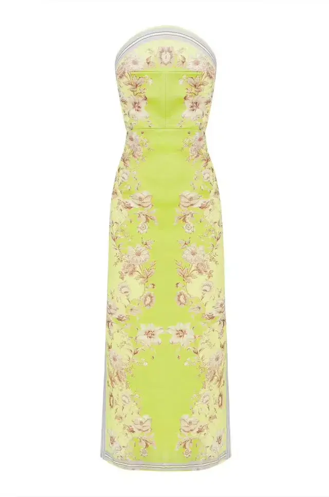 Alemais Marlow Bodice Midi Dress Lemon Paisley Size 10 for rent on The Volte - main image