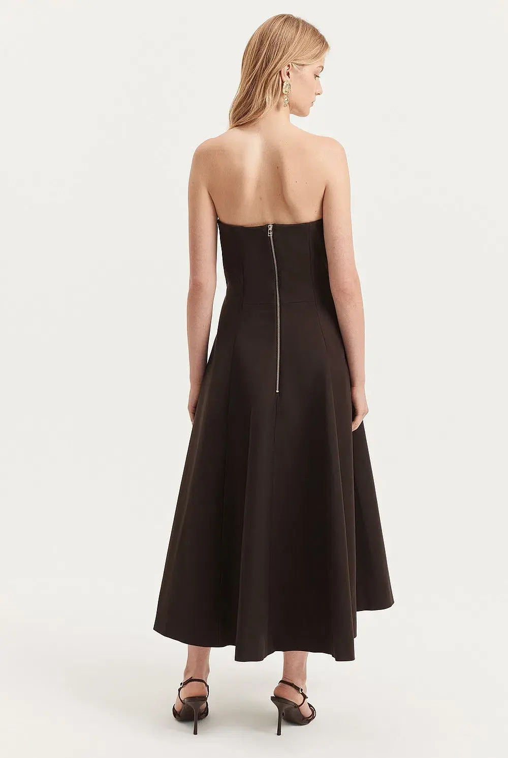 Country Road Strapless Fit and Flare Midi Dress Brown Size 10 - Image 3