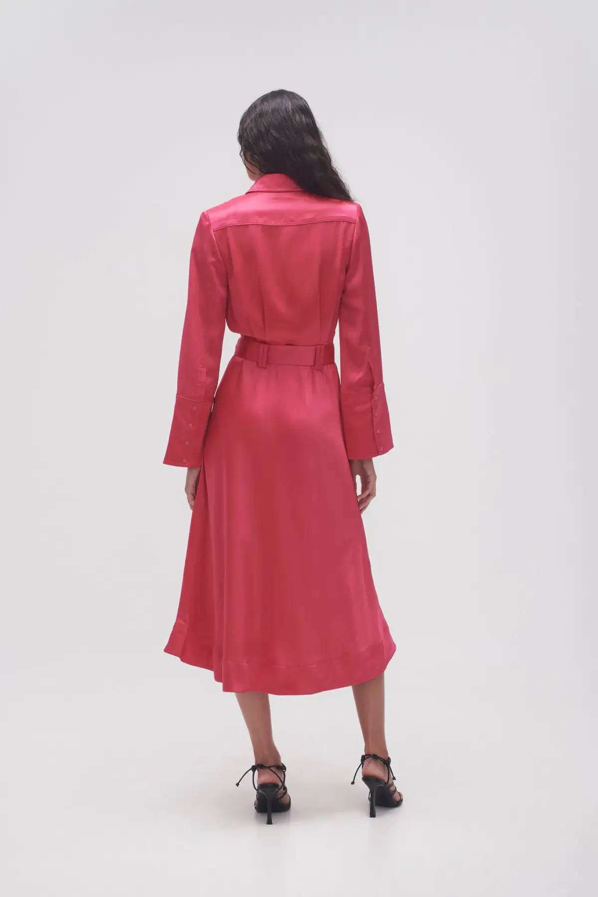 Aje Echo Belted Midi Shirt Dress in Hot Pink Size 12 - Image 3