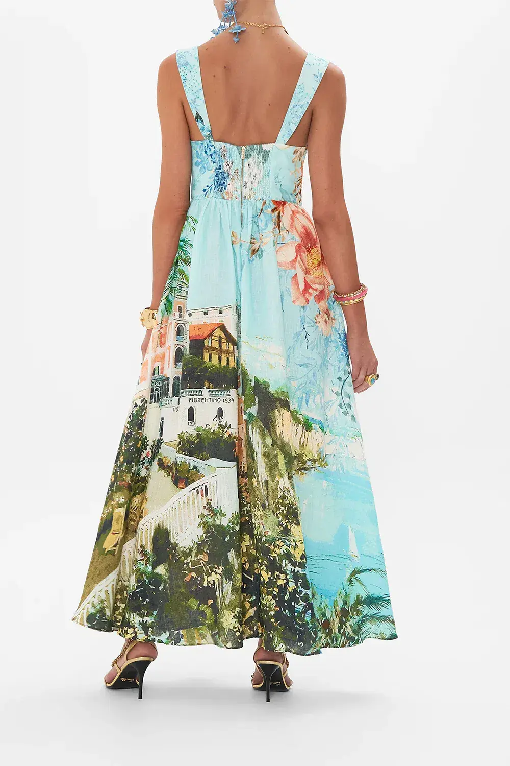 Camilla Eyelet Bustier Dress in From Sorrento With Love Print Size S / AU 10 - Image 3