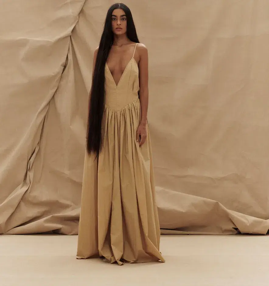 Paris Georgia Paloma Dress in Sand Size S / AU 8 - Image 2