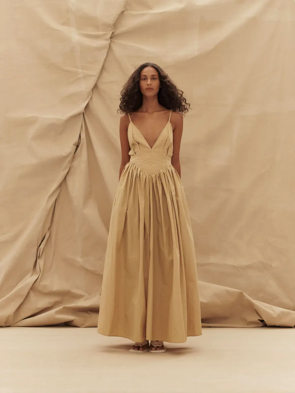 Paris Georgia Paloma Dress in Sand Size S / AU 8 - Image 1