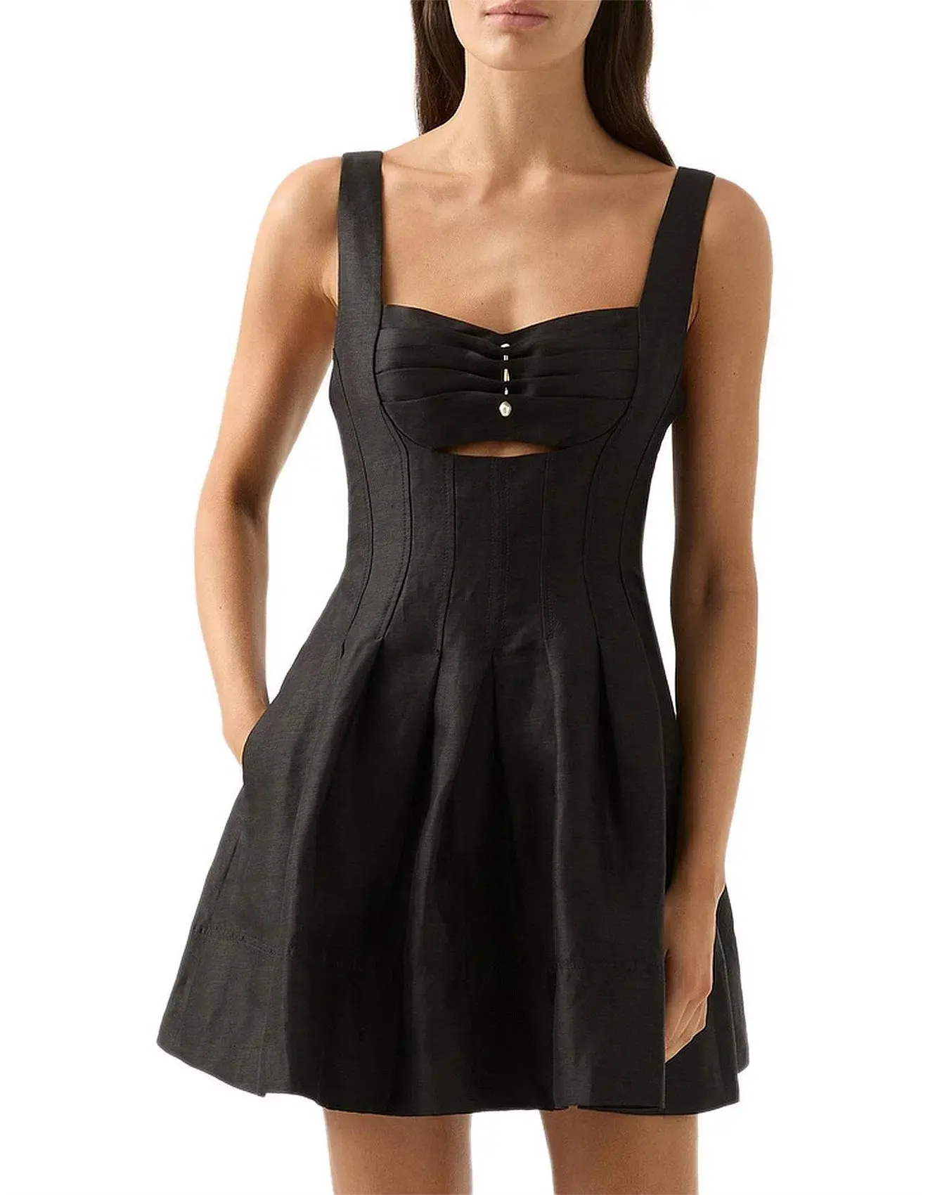 Aje Divinity Pearl Pin Mini Dress Black Size 4 - Image 3