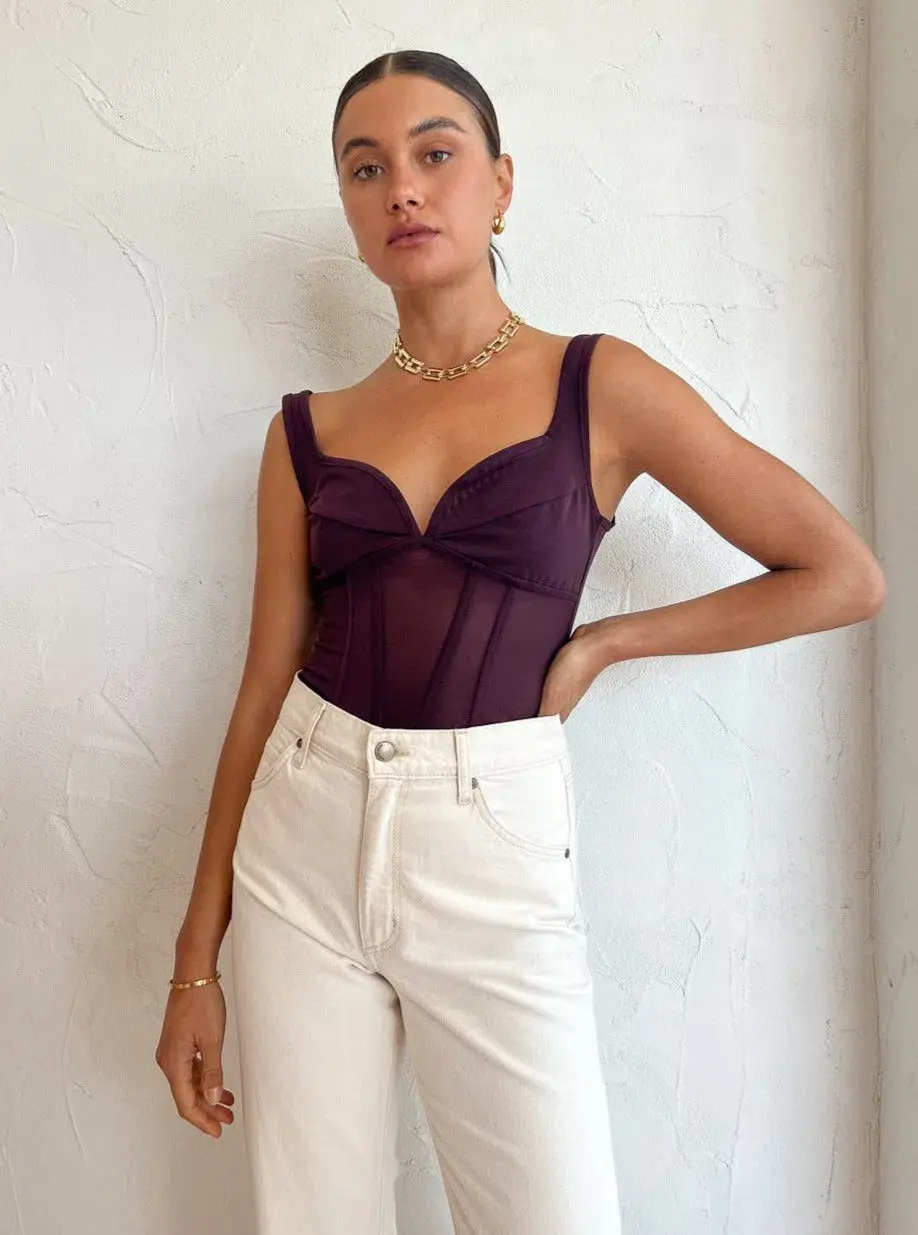 Viktoria and Woods Theta Bustier Corset Top in Oxblood Deep Burgundy Size 1 /AU 8 - Image 1