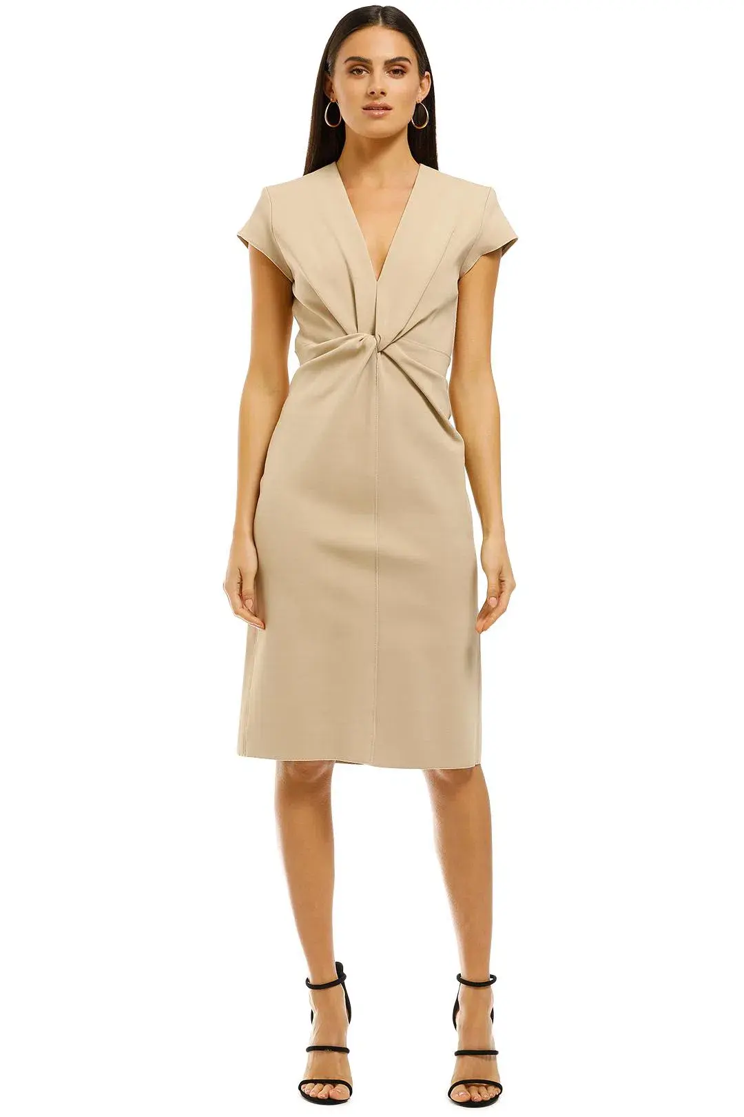 SCANLAN THEODORE Milano Crepe Turban Dress sesame size 8 - Image 1